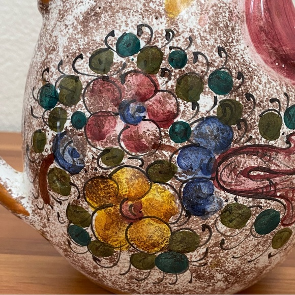 Vintage M.G.P. DERUTA Italy Handpainted Ceramic Rooster Chicken 9” Pitcher - Picture 12 of 16